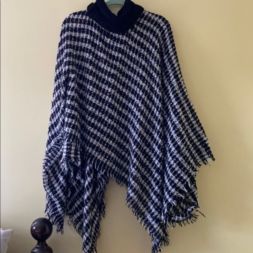 Black and white poncho